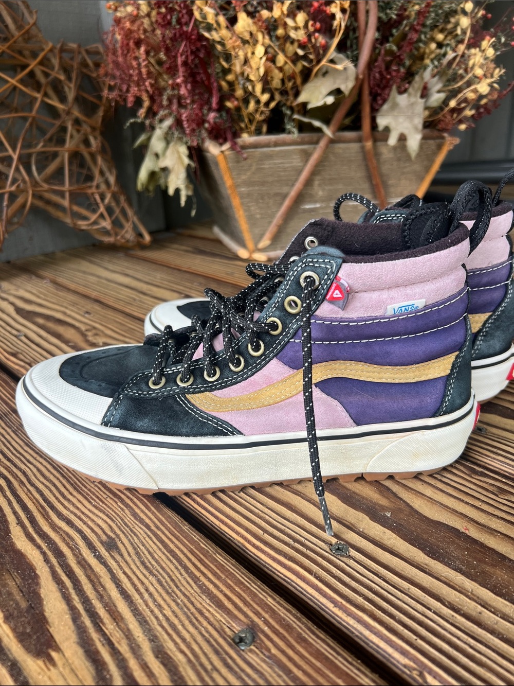 Vans Women's High-Top Sneakers in Black, Pink & Yellow